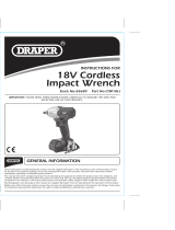 Draper 18V Cordless 1/2" Sq. Dr Impact Wrench Operating instructions