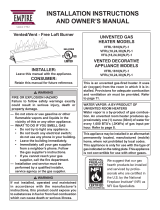 American Hearth Loft Series Vent-Free/Vented Burner (VFRL) Owner's manual