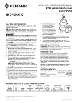 Hydromatic BV40 Submersible Sewage Ejector Pump Owner's manual