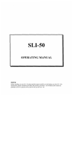 Cary Audio Design SLI-50 Owner's manual