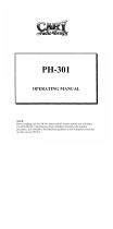 Cary Audio Design PH-301 Owner's manual