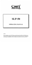 Cary Audio Design SLP-50 Owner's manual