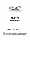 Cary Audio Design SLP-94 Owner's manual