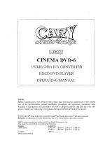 Cary Audio Design Cinema DVD 6 Owner's manual