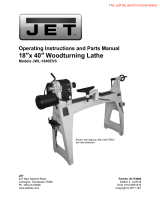 JET JWL-1840EVS 18 In. x 40 In. Electronic Variable Speed Wood Lathe 2HP 1PH 230V 719600 Owner's manual