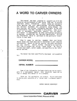 Carver 3607 Owner's manual