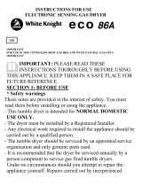 White Knight LPG 86A User manual