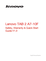 Lenovo Tab 2 A7-10 Quick start guide