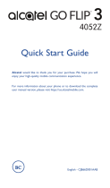 Alcatel Go Flip 3 Metro PCS Quick start guide