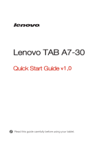 Lenovo IdeaTab A Series Tab A7-30 Quick start guide