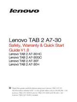 Lenovo TAB 2 A7-30 series Quick start guide