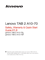Lenovo Tab 2 A10-70 Quick start guide