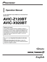 Pioneer AVIC X920 BT User manual