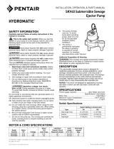 Hydromatic SKV40 Submersible Sewage Ejector Pump Owner's manual