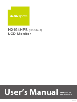 Hannspree HX 194 HPB19” Square monitor: Designed for office applications… Make work more efficient.Digital & Analog inputsVESA Wall mounting kitSpeakers & HeadphonesLow Blue Light modeFlicker-Free technology User manual