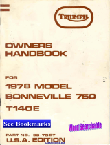 TRIUMPH 1978 Bonneville 750 Owner's Handbook Manual