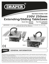 Draper Sliding Table Saw, 250mm, 1800W Operating instructions
