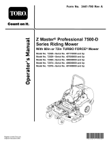 Toro Z Master Professional 7500-D Series Riding Mower, With 60in TURBO FORCE Rear Discharge Mower User manual