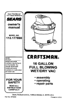 Craftsman 113177890 Owner's manual