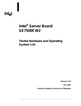 Intel SE7500CW2 User manual