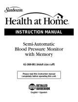 Sunbeam Health at Home Semi-Automatic Blood Pressure Monitor with Memory User manual
