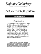 Definitive Technology ProSub 600 Owner's manual