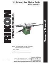 Rikon Power Tools 10" Cabinet Saw Sliding Table User manual