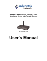 Advantek Networks Wireless LAN 802.11g/b, 54Mbps/2.4GHz Broadband Router with Firewall Support User manual