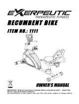 Exerpeutic 1111 Owner's manual