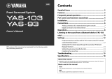 Yamaha YAS-103 Owner's manual