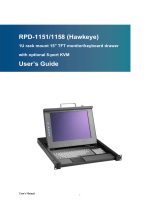Koller-Craft Plastic Hawkeye 1U rack mount 15" TFT monitor/keyboard drawer RPD-1158 User manual