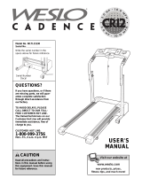 Weslo Cadence Cr12 Treadmill User manual