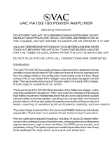VAC PA100/100 User manual