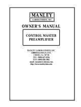 Manley CONTROL MASTER PREAMPLIFIER User manual