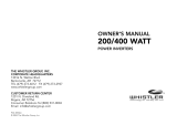 Whistler 800 WATT POWER INVERTER User manual