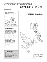 Pro-Form 210 Csx Bike User manual