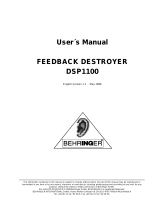 Behringer FEEDBACK DESTROYER DSP1100 User manual