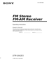 Sony STR-DA2ES - Fm Stereo/fm-am Receiver User manual