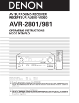 Denon AVR-2801 User manual