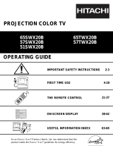 Hitachi 65SWX20B - 16:9 Projection HDTV-Ready TV User manual