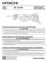 Hitachi CR13VBY - 12 Amp TOOLESS Low Vibration Reciprocating Saw User manual