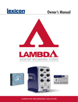 Lexicon Lambda Desktop Recording Studio User manual
