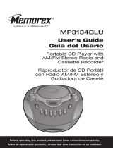 Memorex MP3134BLU - Boombox - Translucent User manual