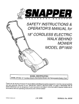 Snapper SNAPPER SAFETY INSTRUCTIONS & OPERATOR'S MANUAL FOR 18 CORDLESS ELECTRIC WALK BEHIND MOWER User manual