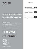 Sony NVU84 - Widescreen Portable GPS Navigator User manual