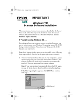 Epson Perfection 636 Scanner - PC/Mac User Setup Information