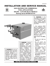 Lochinvar GAS HEATER FOR COMMERICAL POOL Installation and Service Manual