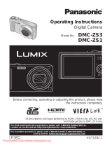 Panasonic DMC-ZS1K - Lumix Digital Camera Operating Instructions Manual