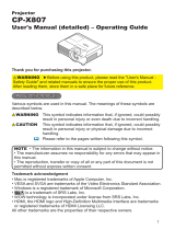 Hitachi X807 - CP XGA LCD Projector User manual