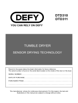 Defy 8kg Air Vented Dryer DTD 311 / DTD 310 Owner's manual